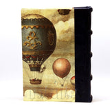 Large Leather-Bound Journal With Air Balloon Watercolor Print Cover