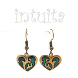 Heart Shape Handmade Bronze Earrings with Lace Pattern