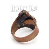 Aqua Color Enamel On Copper Ring