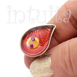 Adjustable Size Drop Shape Glass Ring With Floating Ruby