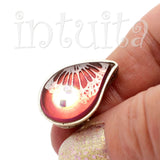 Adjustable Size Drop Shape Glass Ring With Floating Ruby
