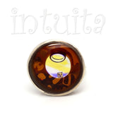 Adjustable Size Brown Glass Ring With Floating Diamond