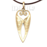 Beige Color Long Fantasy Style Bronze Necklace with Tendril Heart Design