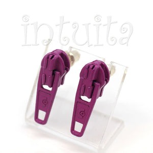 Small Violet Zip Stud Earrings
