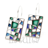 Filigree Lace Design Handmade Enamel and Sterling Silver Mosaic Earrings, Necklaces, Rings