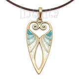 Handmade Long Fantasy Style Bronze Necklace with Tendril Heart Design
