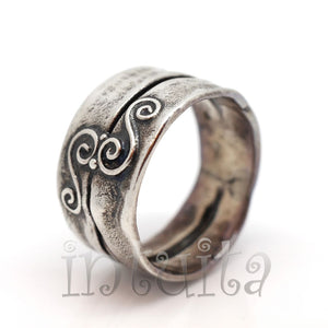 Antiqued Sterling Silver Ring Band With Tendrils