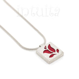 High Fashion Style Chili Red Tulip Motif Plexiglas and Sterling Silver Necklace