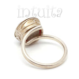 Adjustable Size Red Glass Ring With Floating Diamond