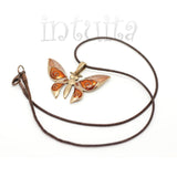 Filigree Fantasy Style Beige And Ochre Yellow Color Butterfly Shape Necklace