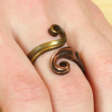 Handmade Copper and Brass Studded Ring with Tendrils