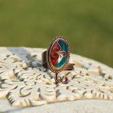 Copper & Brass Ring With Cloisonné Technique, Size 55-58 (US 7 1/4 - 8 1/4)