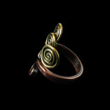 Fantasy Style Copper & Brass Cornucopia Ring Forged by Hand, Size 53 (US 6 1/2)