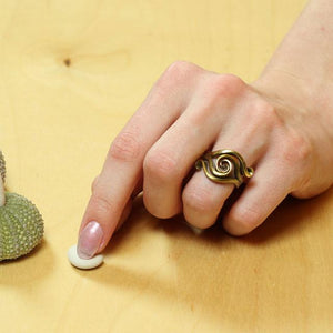 Fantasy Style Tendril Design Handmade Brass Ring