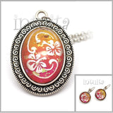 Spring Flower Themed Handmade Glass Dangle Earrings, Necklace