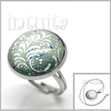 Frosting Motif Ice Green Handmade Round Shape Glass Necklace, Ring
