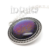 Nautilus Design Iridescent Purple Color Handpainted Glass Jewellery, Dangle Earrings, Necklace