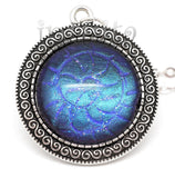 Nautilus Design Iridescent Purple Color Handpainted Glass Jewellery, Dangle Earrings, Necklace