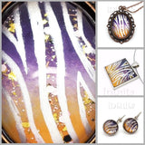 Handmade Purple And Orange Handpainted Glass Dangle Earrings, Necklaces