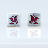 High Fashion Style Tulip Design Handmade Resin and Sterling Silver Studs