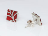 High Fashion Style Chili Red Plexiglas and Sterling Silver Stud Earrings