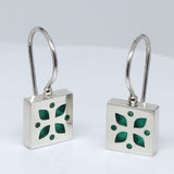 High Fashion Style Sea Green Plexiglas and Sterling Silver Four-Leaf Clover Earrings