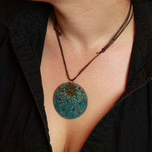 Fantasy Design Handmade Large Round Enamel Necklace