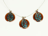 Handmade Enamel on Copper Triple Pendant
