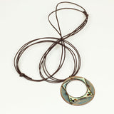 Pastel Blue and White Round Loop Enamel Necklace