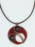 Handmade Large, Enamel Necklace With Tendril Copper Design