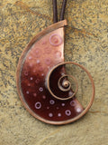 Handmade Large Enamel On Copper Necklace With Snail Design