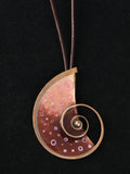 Handmade Large Enamel On Copper Necklace With Snail Design
