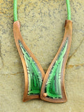 Handmade V Shape Enamel On Copper Pendant