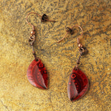 Cherry Red Enamel On Copper Earrings