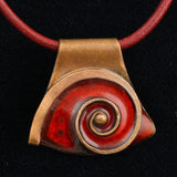 Fiery Red Enamel Necklace With Snail Design