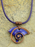 Dark Blue Enamel Necklace With Snail Pattern