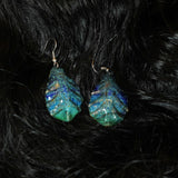 Blue And Turquoise Drop Shape Enamel Earrings
