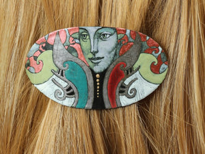 Enamel On Copper Hairgrip With A Face