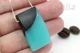 Minimalist Design Handmade Clear Resin and Wood Pendant with Sterling Silver Chain