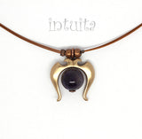 Arched Bronze Pendant with Amethyst Bead