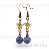 Handmade Bronze Tulip Earrings With Gemstone Beads