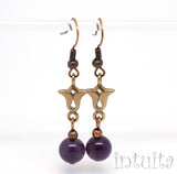 Bronze Tulip Earrings With Amethyst Beads