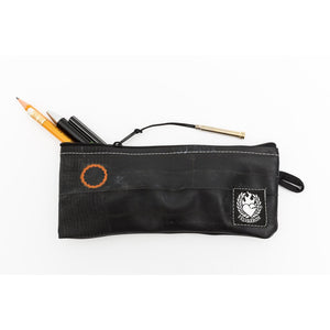 Recycled and Upcycled Bicycle Tire Pencil Case With Black Zippers