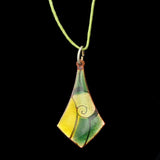 Handmade Kite Shape Enamel Necklace With Tendril Pattern
