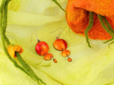 3 Dot Design Juicy Orange and Red Long Enamel Dangle Earrings
