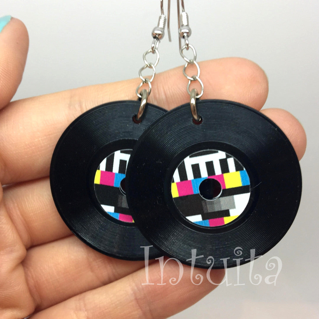 Vinyl earrings best sale