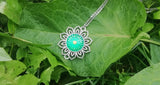Glow-in-the-dark Dot Painted Turquoise Mandala Sunflower Pendant