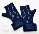 Handmade Fingerless Wrist Warmer Gloves With Handpainted Pattern