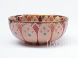 Beige Color Gilded Etched Ceramic Bowl With Wild Flower Design