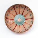 Beige Color Gilded Etched Ceramic Bowl With Wild Flower Design